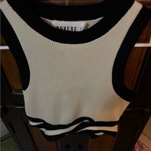 Sovere Women's Striped Black and Cream Crop Top